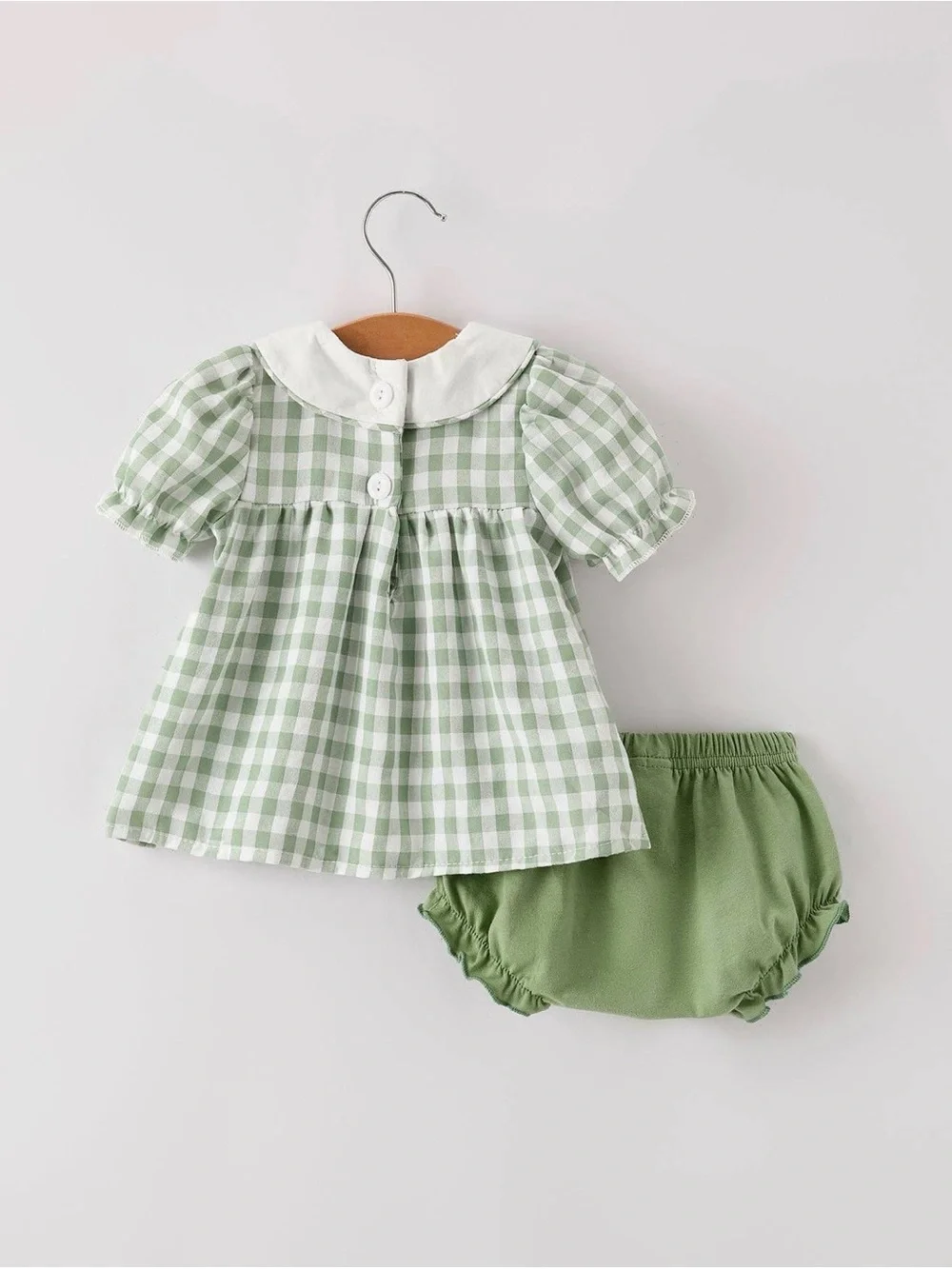 Rylee Faith Fall Thanksgiving Appliqué Plaid Girls Bloomers Romper Set